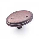 RK International [CK-712-DC] Solid Brass Cabinet Knob - Distressed Oval w/ Ring Edge - Distressed Copper Finish - 1 5/8&quot; L