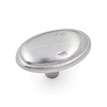 RK International [CK-712-P] Solid Brass Cabinet Knob - Distressed Oval w/ Ring Edge - Satin Nickel Finish - 1 5/8" L