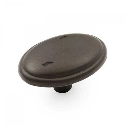 RK International [CK-712-RB] Solid Brass Cabinet Knob - Distressed Oval w/ Ring Edge - Oil Rubbed Bronze Finish - 1 5/8" L