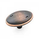 RK International [CK-712-VB] Solid Brass Cabinet Knob - Distressed Oval w/ Ring Edge - Valencia Bronze Finish - 1 5/8" L
