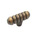 RK International [CK-713-AE] Solid Brass Cabinet Knob - Distressed Large Ribbed - Antique English Finish - 1 13/16" L