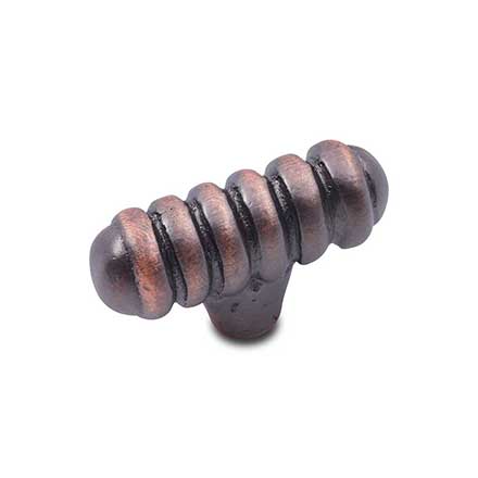 RK International [CK-713-DC] Solid Brass Cabinet Knob - Distressed Large Ribbed - Distressed Copper Finish - 1 13/16" L