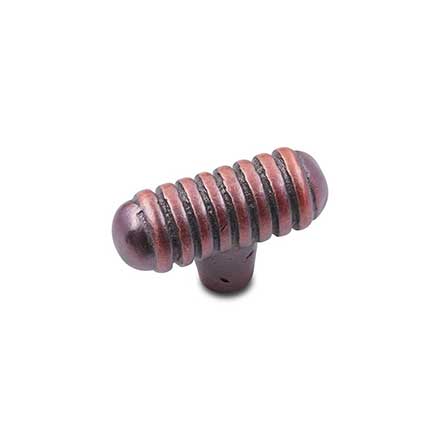 RK International [CK-714-DC] Solid Brass Cabinet Knob - Distressed Small Ribbed - Distressed Copper Finish - 1 9/16" L