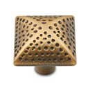 RK International [CK-9311-AE] Solid Brass Cabinet Knob - Square w/ Divet Indents - Antique English Finish - 1 1/4" Dia.
