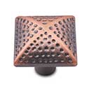 RK International [CK-9311-DC] Solid Brass Cabinet Knob - Square w/ Divet Indents - Distressed Copper Finish - 1 1/4" Dia.