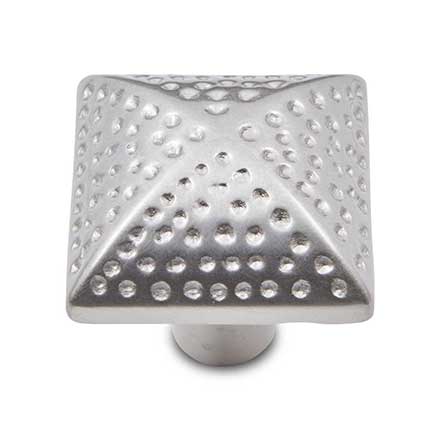 RK International [CK-9311-P] Solid Brass Cabinet Knob - Square w/ Divet Indents - Satin Nickel Finish - 1 1/4" Dia.