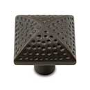 RK International [CK-9311-RB] Solid Brass Cabinet Knob - Square w/ Divet Indents - Oil Rubbed Bronze Finish - 1 1/4" Dia.