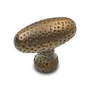 RK International [CK-9312-AE] Solid Brass Cabinet Knob - Slim Egg w/ Divet Indents - Antique English Finish - 1 3/8" L