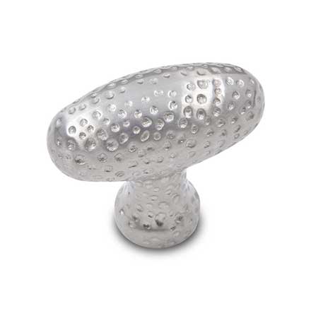 RK International [CK-9312-P] Solid Brass Cabinet Knob - Slim Egg w/ Divet Indents - Satin Nickel Finish - 1 3/8" L