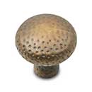 RK International [CK-9315-AE] Solid Brass Cabinet Knob - Solid Round w/ Divet Indents - Antique English Finish - 1 1/4" Dia.
