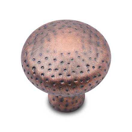 RK International [CK-9315-DC] Solid Brass Cabinet Knob - Solid Round w/ Divet Indents - Distressed Copper Finish - 1 1/4" Dia.