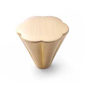 RK International [CK-746-SB] Solid Brass Cabinet Knob - Florian Series - Satin Brass Finish - 1 1/4&quot; Dia.