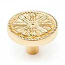 RK International [CK-182] Solid Brass Cabinet Knob - Flower - Polished Brass Finish - 1 1/4&quot; Dia.