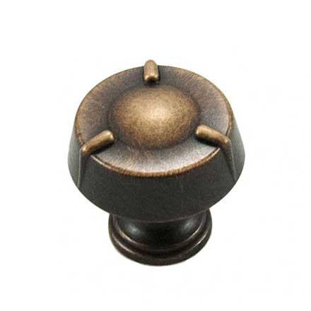 RK International [CK-126-BE] Die Cast Zinc Cabinet Knob - Fullerton Series - Circle w/ Three Lines - Small - Brushed English Finish - 1 1/4" Dia.