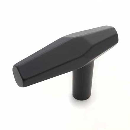 RK International [CK-725-BL] Solid Brass Cabinet T-Knob - Gibraltar Series - Flat Black Finish - 2" L