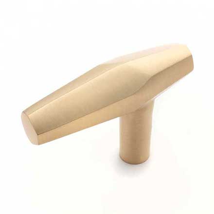 RK International [CK-725-SB] Solid Brass Cabinet T-Knob - Gibraltar Series - Satin Brass Finish - 2" L