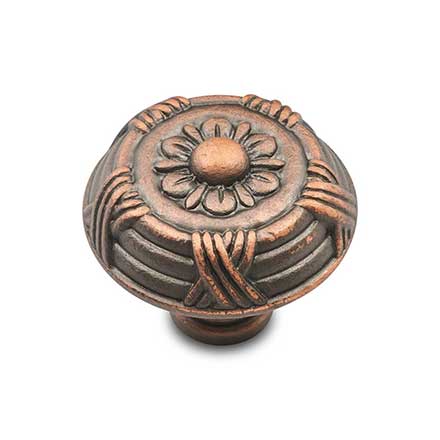 RK International [CK-753-DC] Solid Brass Cabinet Knob - Large Crosses &amp; Petals - Distressed Copper Finish - 1 1/2" Dia.