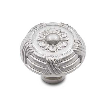 RK International [CK-753-P] Solid Brass Cabinet Knob - Large Crosses &amp; Petals - Satin Nickel Finish - 1 1/2" Dia.