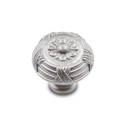 RK International [CK-754-P] Solid Brass Cabinet Knob - Small Crosses &amp; Petals - Satin Nickel Finish - 1 1/4" Dia.