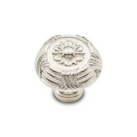 RK International [CK-754-PN] Solid Brass Cabinet Knob - Small Crosses &amp; Petals - Polished Nickel Finish - 1 1/4" Dia.