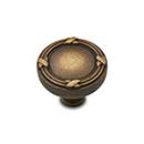 RK International [CK-755-AE] Solid Brass Cabinet Knob - Lines &amp; Crosses - Antique English Finish - 1 1/4&quot; Dia.