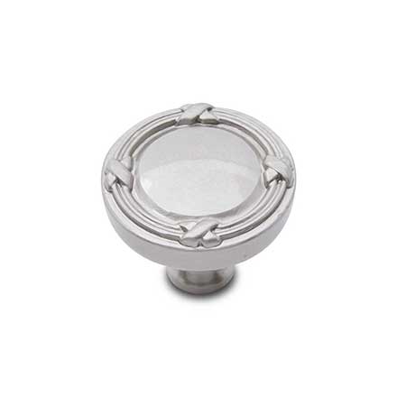 RK International [CK-755-P] Solid Brass Cabinet Knob - Lines &amp; Crosses - Satin Nickel Finish - 1 1/4" Dia.