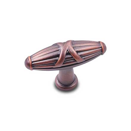 RK International [CK-757-DC] Solid Brass Cabinet Knob - Small Crossed Indian Drum - Distressed Copper Finish - 1 11/16" L