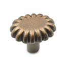RK International [CK-205-AE] Solid Brass Cabinet Knob - Lines at End - Antique English Finish - 1 3/16" Dia.