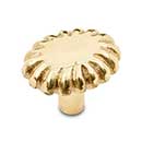 RK International [CK-205] Solid Brass Cabinet Knob - Lines at End - Polished Brass Finish - 1 3/16" Dia.