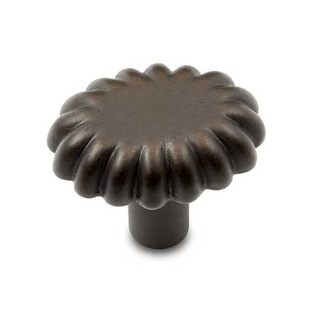 RK International [CK-205-RB] Solid Brass Cabinet Knob - Lines at End - Oil Rubbed Bronze Finish - 1 3/16" Dia.