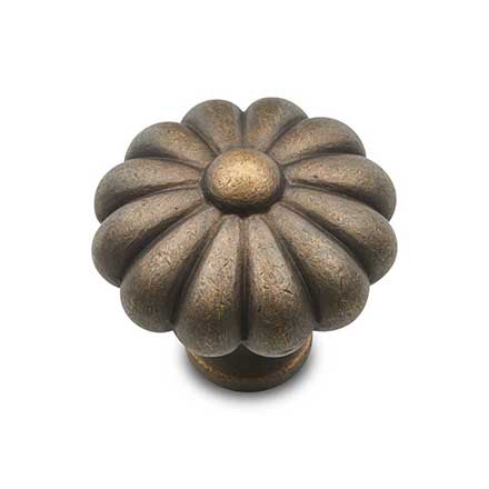 RK International [CK-3248-AE] Solid Brass Cabinet Knob - Large Melon - Antique English Finish - 1 1/2" Dia.