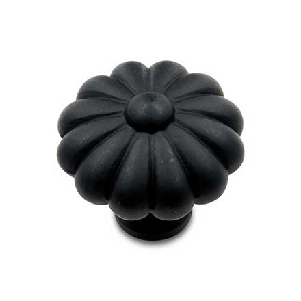 RK International [CK-3248-BL] Solid Brass Cabinet Knob - Large Melon - Black Finish - 1 1/2" Dia.