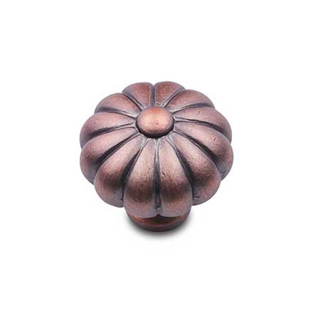 RK International [CK-3249-DC] Solid Brass Cabinet Knob - Small Melon - Distressed Copper Finish - 1 1/4" Dia.