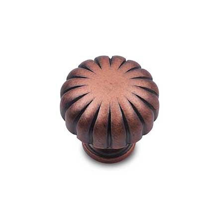 RK International [CK-3250-DC] Solid Brass Cabinet Knob - Smooth Melon - Distressed Copper Finish - 1 1/4" Dia.