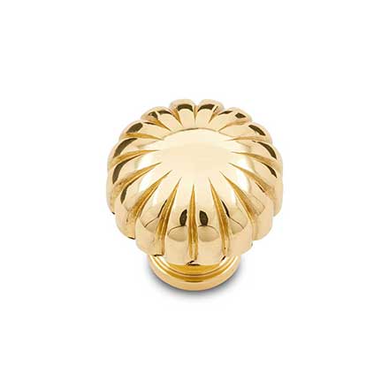 RK International [CK-3250-T] Solid Brass Cabinet Knob - Smooth Melon - Polished Brass Finish - 1 1/4" Dia.