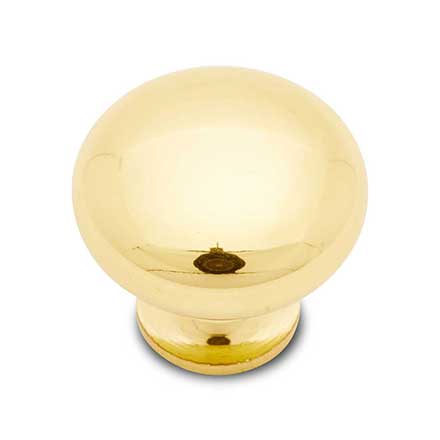 RK International [CK-1118-B] Solid Brass Cabinet Knob - Thin Mushroom - Polished Brass Finish - 1 1/4" Dia.