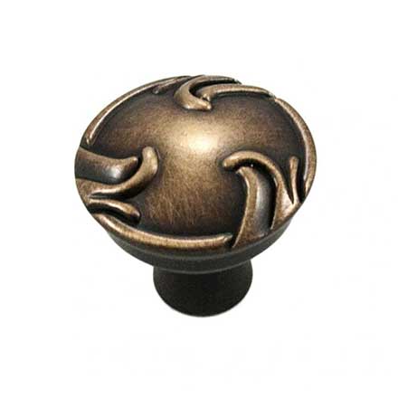 RK International [CK-155-BE] Die Cast Zinc Cabinet Knob - Nottingham Series - Swirl Edges - Brushed English Finish - 1 1/4&quot; Dia.