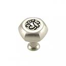 RK International [CK-115-SNB] Die Cast Zinc Cabinet Knob - Palermo Series - Hexagon - Satin Nickel w/ Black Finish - 1 1/4" L