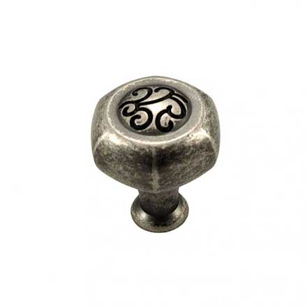 RK International [CK-115-WN] Die Cast Zinc Cabinet Knob - Palermo Series - Hexagon - Weathered Nickel Finish - 1 1/4&quot; L
