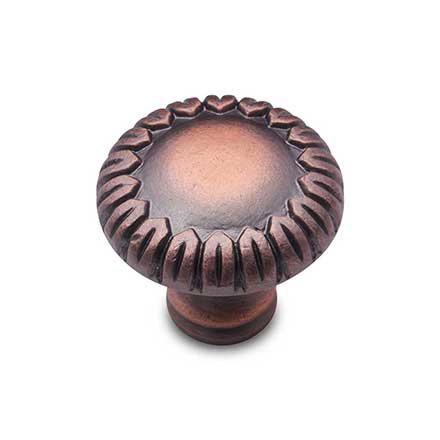 RK International [CK-759-DC] Solid Brass Cabinet Knob - Small Petals at Edge - Distressed Copper Finish - 1 1/4" Dia.