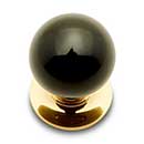 RK International [CK-301] Porcelain Cabinet Knob - Large Round - Black - Polished Brass Base - 1 1/4" Dia.