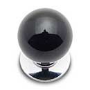 RK International [CK-302] Porcelain Cabinet Knob - Large Round - Black - Chrome Base - 1 1/4" Dia.