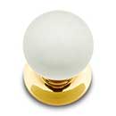 RK International [CK-304] Porcelain Cabinet Knob - Large Round - White - Polished Brass Base - 1 1/4" Dia.