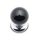 RK International [CK-306] Porcelain Cabinet Knob - Small Round - Black - Chrome Base - 1" Dia.