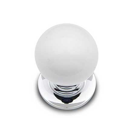 RK International [CK-307] Porcelain Cabinet Knob - Small Round - White - Chrome Base - 1" Dia.