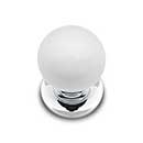 RK International [CK-307] Porcelain Cabinet Knob - Small Round - White - Chrome Base - 1" Dia.