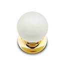 RK International [CK-308] Porcelain Cabinet Knob - Small Round - White - Polished Brass Base - 1" Dia.