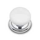 RK International [CK-311] Porcelain Cabinet Knob - Flat Round - White - Chrome Base - 1 1/4" Dia.