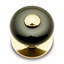 RK International [CK-313] Porcelain Cabinet Knob - Large Fat Round - Black w/ Brass Tip - Polished Brass Base - 1 1/4" Dia.