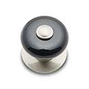 RK International [CK-313-P] Porcelain Cabinet Knob - Large Fat Round - Black w/ Satin Nickel Tip - Satin Nickel Base - 1 1/4" Dia.
